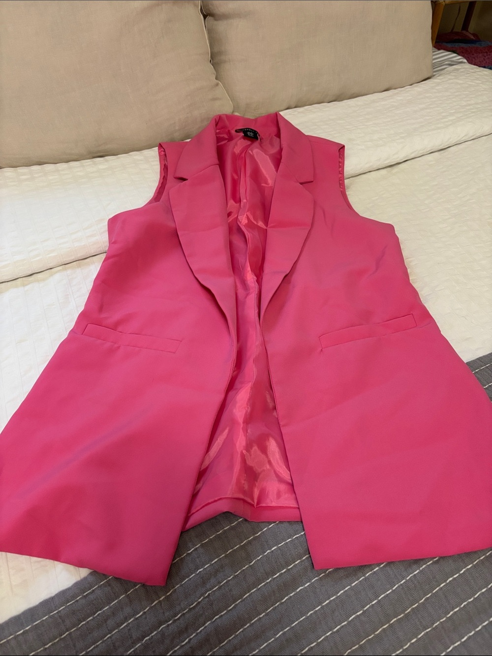 Sincerely Jules Hot Pink Sleeveless Blazer Vest